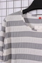 Women's Plus Size Lycra Crew Neck Crashed Fabric Patterned Short Sleeve Mom T-Shirt Combed Cotton Blouse - 6