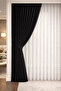 Black Island Backdrop Curtain 1/3 Dense Pleated Thick Fabric Dense Textured Backdrop Curtain - 2