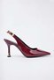 Women's Lovis Burgundy Patent Leather Pointed Toe Open Back Heeled Shoes - 4