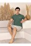 Men's Dad Dowry Modal Fabric Shorts with Six Pockets, Short Sleeve, Fit Crew Neck Cotton Pajama Set - 2
