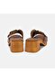 Women's Tan Leather Slippers with Metal Buckle Detail and Thick Heel - 5