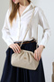 Cream Women's Bag with Wicked Look, Medium Size, Bunded Form, Stylish Handbag and Crossbody Strap - 6