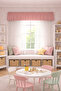 Pink Ruffle Detailed Farbela, Short Background Curtain 1 Piece Farbela, Girl's Room Cornice and Rustic Matching - 3
