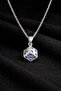 Blue Stone Unisex Dice Necklace Silver Color Unisex Dice Necklace - 6