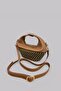 Capsule Soft Wicker and Genuine Leather Special Design Stylish Premium Women's Crossbody Bag with Adjustable Strap - 2