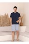 Men's Dad Dowry Modal Fabric Shorts with Six Pockets, Short Sleeve, Fit Crew Neck Cotton Pajama Set