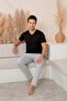 Men's Dad Dowry Modal Fabric Short Sleeve Fit Cotton Pajama Set with Six Pockets - 8
