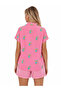 Women's Pink Patterned Bat Sleeve Shirt – Character Printed Relaxed Fit Summer Shirt - - 7
