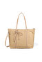 Mink Shk319 Shopper Bag with Bow Charm, Zipper Closure, and Lining