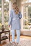 New Season Blue Shawl Collar Stylish Lace Summer Buttoned Short Sleeve Maternity Maternity Dressing Gown Pajama Set - 3