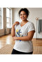 Women's Plus Size Cotton V-Neck Anchor Figured Light Gray Light Grey Printed T-Shirt - 4