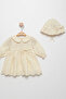 Seasonal Baby Girl Floral Embroidered Hat and Dress - 6