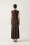 Brown Collar Dress with Sleeve and Skirt Detail - 4