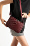 Women's Burgundy Leather V Quilted Stitching Design Cross Strap 3-Compartment Double Zipper Daily Shoulder Bag
