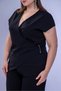 Women's Plus Size Double Breasted Suit with Buckle Detail Black - 8