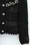 Leaf Embroidered Short Cardigan - Black - 4