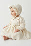 Seasonal Baby Girl Floral Embroidered Hat and Dress - 4