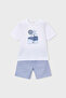 Boys' Embroidered T-Shirt and Shorts Set - White/Blue