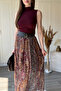 Patterned Belted Midi Tulle Skirt - 6