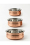 3-Piece Pure Copper Presentation Set, 100% Copper Sauce Bowl Set, Handcrafted Forged Copper, 1.150 kg - 6