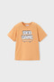Boys' Robot Themed 3-Piece T-Shirt and Shorts Set - Orange/Ecru/Beige - 2