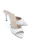 Zafira Flexible Soft Non-Slip Sole (8 cm) White Skin Women's Heeled Slippers - 2
