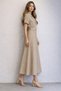 Belted Modal Fabric Full-Length Dress with Side Pocket Detail - 4
