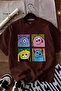 Cute Monster Printed Unisex Children's T-Shirt 6Gh4