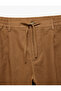 Regular Fit Elastic Waist Buttoned Straight Leg Linen Blend Chino Summer Trousers - 5
