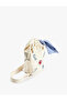 Drawstring Box Cloth Bag with Handle, Bow Detail, Crab and Seahorse Embroidery Detail - 4