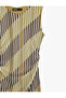 Slim Fit Drape Detailed Sleeveless Crew Neck Striped Midi Pencil Tulle Dress - 5