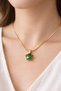 Archhazel Jewelry Green Clover Stone Gold Necklace - 3