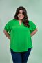 Women's Plus Size V-Neck Blouse with Elastic Sleeves Green - 6