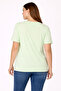 Women's Plus Size Green, Cotton Fabric, V-Neck, Short Sleeve Blouse 65N39056 - 7