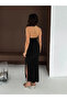 Long evening dress with slit and low back - elegant night dress - black - 3