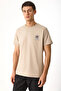 Men's Sakura Printed Crew Neck Regular Fit T-Shirt 100% Cotton - Mink