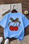 Ribbon Cherry Printed Unisex Children's T-Shirt 8Gh3