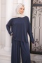 Navy Blue Modal Suit with Sweat Pants - 3