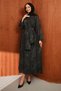 Anthracite Patterned Dress with Shawl - 4