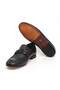 Black Color Laceless Genuine Leather Men's Shoes - 3