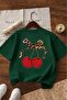 Ribbon Cherry Printed Unisex Children's T-Shirt 8Gh3