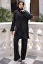 Black Tunic Zipper Detailed Pants Suit - 2