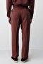 Burgundy Lyocell Relaxed Fit Pleated Men's Trousers - 4