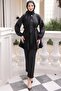 Black Scarf Collar Pleated Tunic - 2