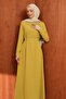 Oil Green Collared Dress with Laced Belt - 2