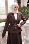 Brown Jacket Skirted Crepe Suit - 4