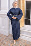 Navy Blue Chain Belt Detailed Shirt and Skirt Set - 2