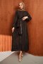 Brown Patterned Dress with Shawl - 3