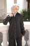 Black Buttoned Tunic Pantsuit with Stone Detail on the Front - 3