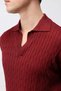 Dark Burgundy Textured Knitted Men's Knitwear T-Shirt - 3